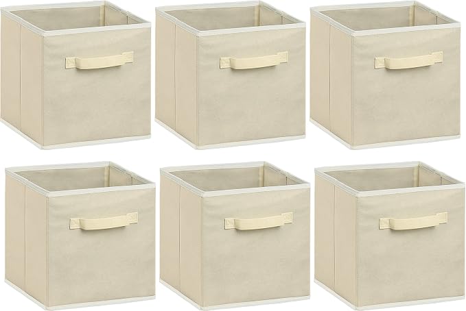 Simple Houseware Foldable Cube Storage Bins, 11-Inch Beige - Image 2