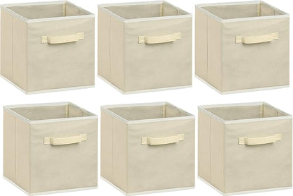 Simple Houseware Foldable Cube Storage Bins, 11-Inch Beige - Image 2