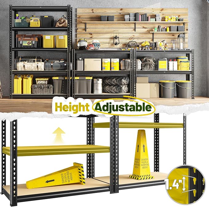 63" H Garage Shelving 31.5" W Storage Shelves Adjustable 2000LBS Metal Shelving - Image 7