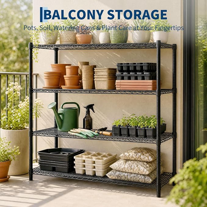 Garvee 4-Tier Wire Shelving 2560LBS Heavy Duty Storage Shelves Garage Rack | - Image 6