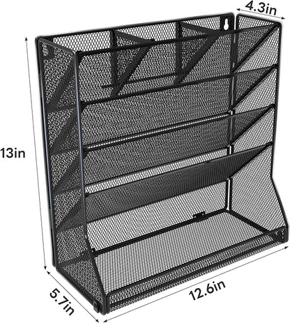 File Organizer Wall Mounted 5 Tiers, Durable Adjustable Metal Vertical Hanging - Image 7