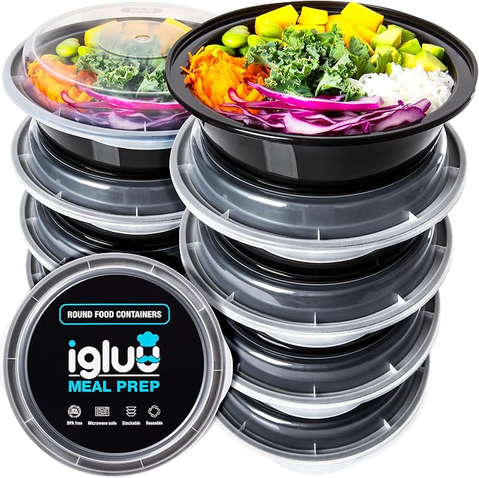 Igluu Meal Prep Containers Reusable 1 Compartment – 28oz | Round Food Containers by IgluuMealPrep