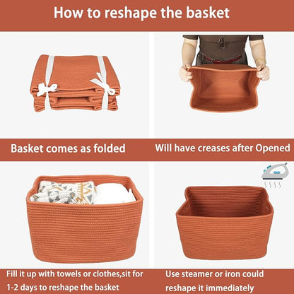 Cotton Rope storage Basket Bins Woven Basket - Image 7
