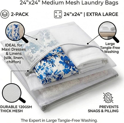 24x24 Medium Mesh Laundry Bags for Delicates, Blouses & Bed Linens – Durable - Image 2