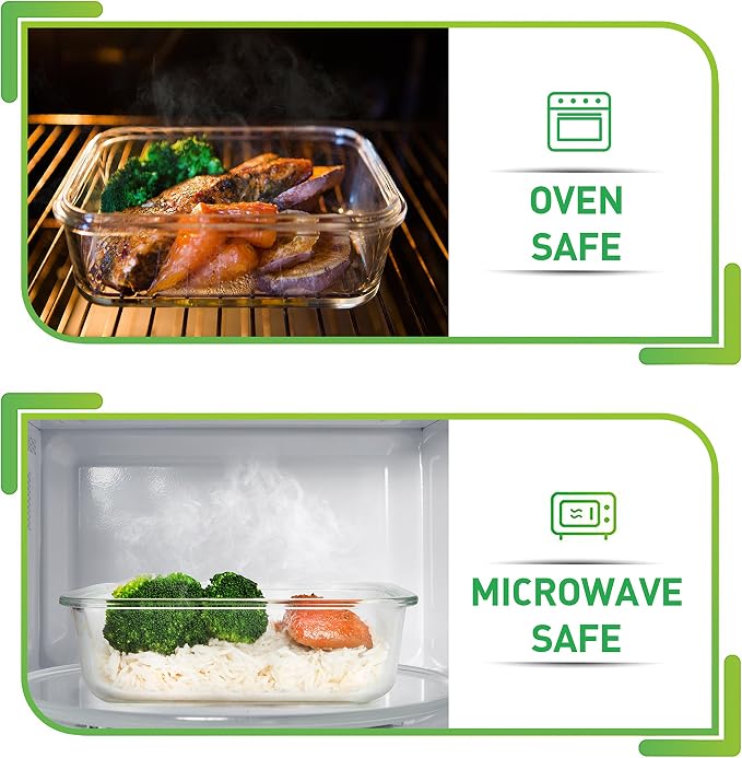 Prep Naturals 5 Pack 36oz Glass Meal Prep Containers - Image 3