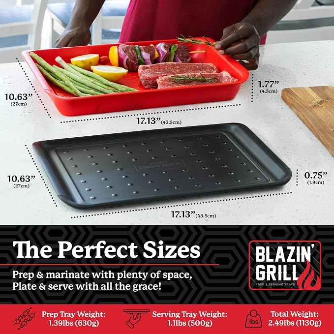 BLAZIN' GRILL Prep and Serve Trays | Set of 2 Stackable, Melamine Trays | - Image 2