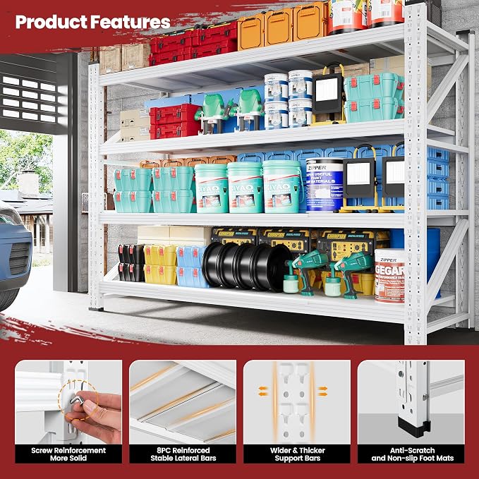 60" Wide Storage Shelves, 5000LBS Garage Shelving Heavy Duty, Standing Shelf - Image 5