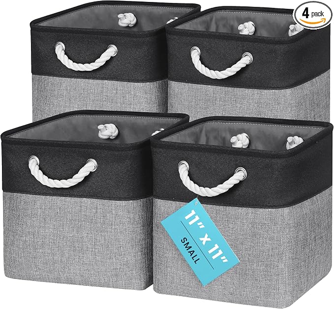 OrganiHaus 11x11 Cube Storage Bins 4 Pack, Foldable Cube Storage Organizer w/ by OrganiHaus