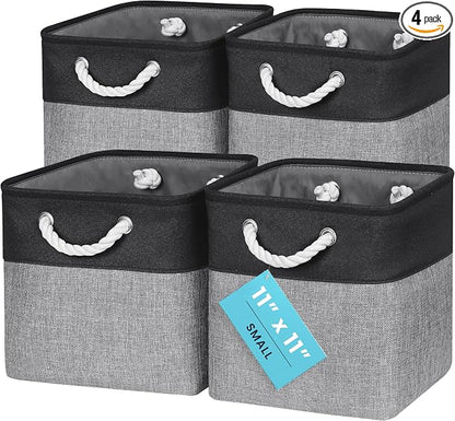 OrganiHaus 11x11 Cube Storage Bins 4 Pack, Foldable Cube Storage Organizer w/ by OrganiHaus