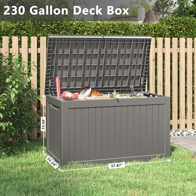 Outdoor Storage Box, 230 Gallon Deck Box, Waterproof and UV Resistant Large - Image 2