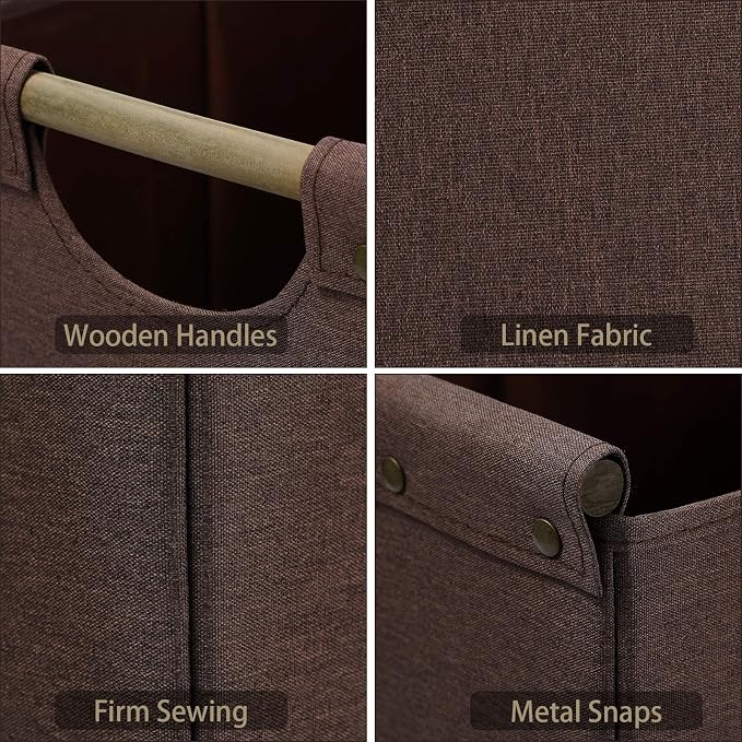 HOONEX Large Collapsible Storage Bins, Linen Fabric, 2 Pack, Storage Baskets - Image 5