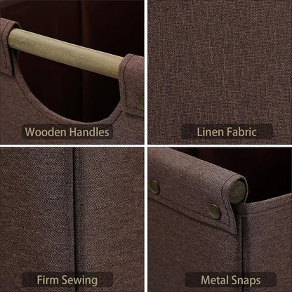 HOONEX Large Collapsible Storage Bins, Linen Fabric, 2 Pack, Storage Baskets - Image 5