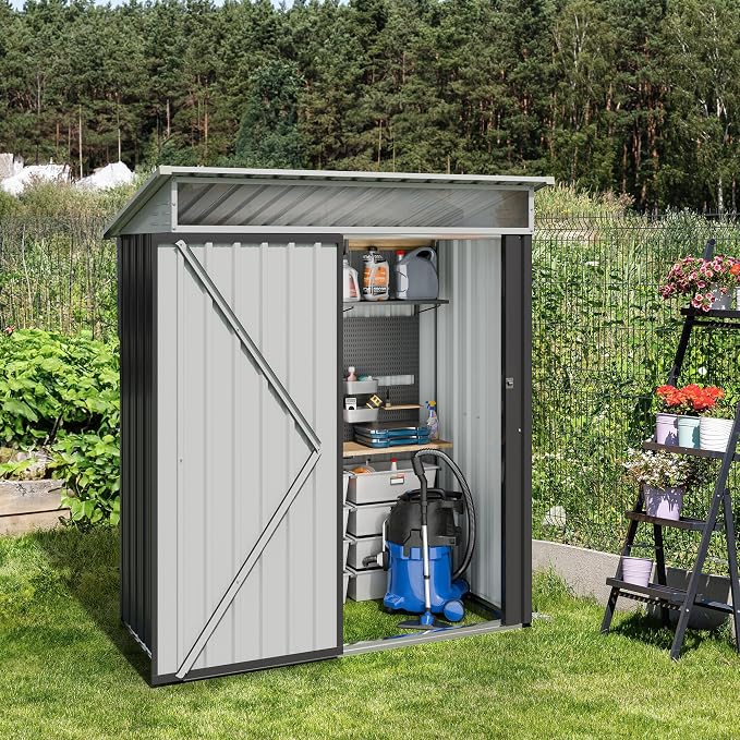 JYQAQA 5x3 FT Outdoor Garden Storage Shed, Waterproof Metal Garden Sheds - Image 3