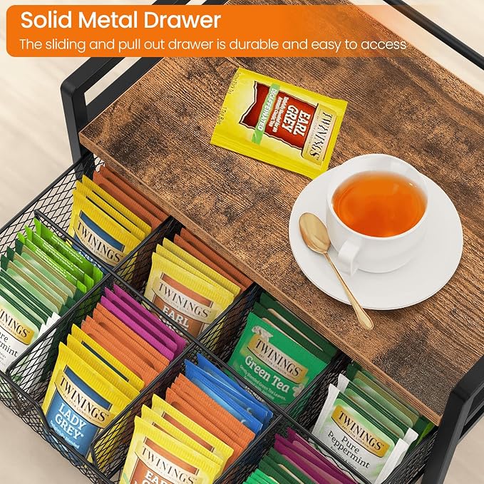 Homode Tea Bag Organizer, Wood Tea Organizers and Storage Chest, Teabag Holder - Image 6