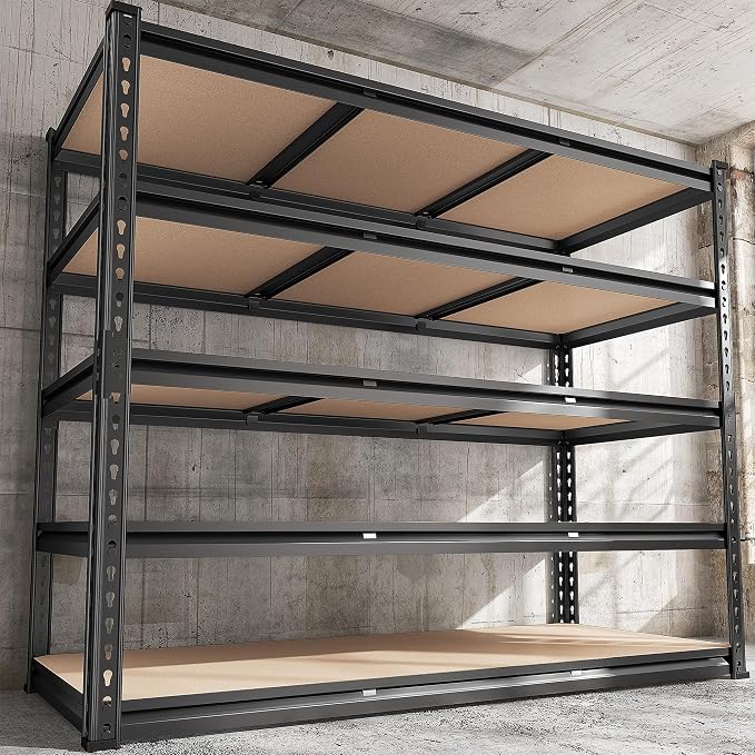 REIBII 48" W Garage Shelving 3020LBS Storage Shelves 5 Tier Heavy Duty Shelving by REIBII