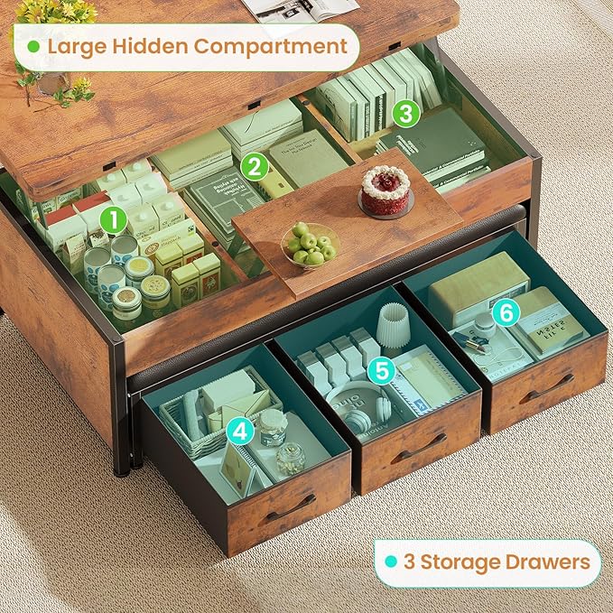 Itaar Lift Top Coffee Table Set, Center Table - Image 4