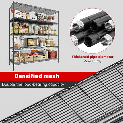 REIBII 45.8''W Storage Shelves 5 Tier Wire Shelving Metal Shelves - Image 8