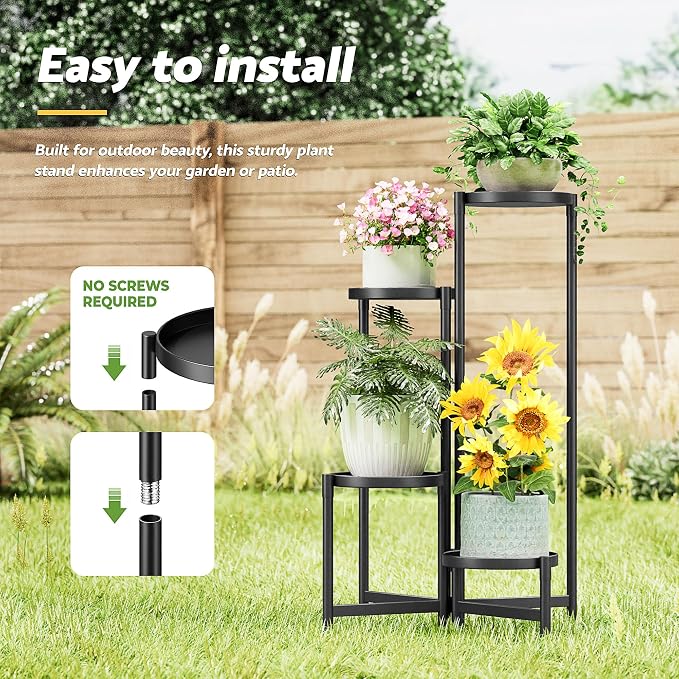 Tiered Plant Stand Indoor for Multiple Large Planter, 4 Tier Metal Corner Plant - Image 6
