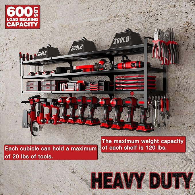 48" Large Power Tools Organizer Wall Mount, 12 Drill Holder - Image 3