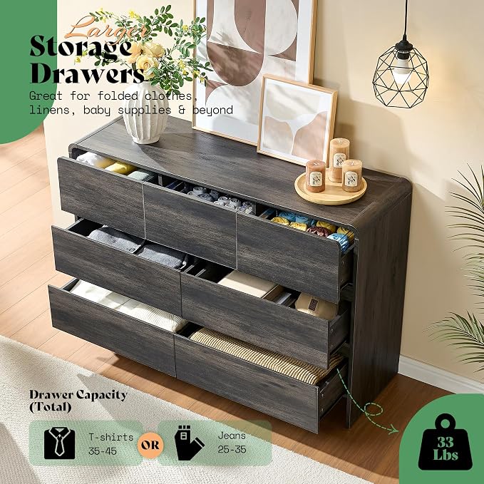 AMERLIFE 7 Drawer Dresser for Bedroom, Anti-Tip Kit, Wood Cabinet Organizer for - Image 4