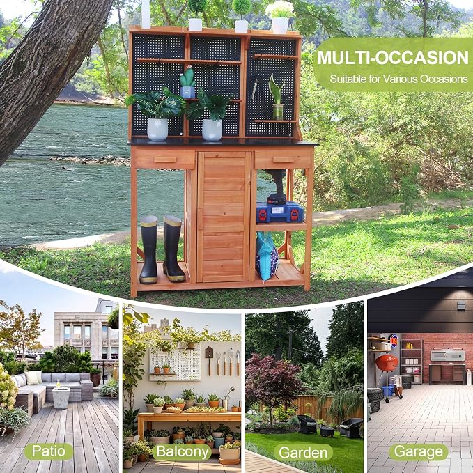 Outdoor Potting Bench, 44 * 20 * 63in | Wooden - Image 6