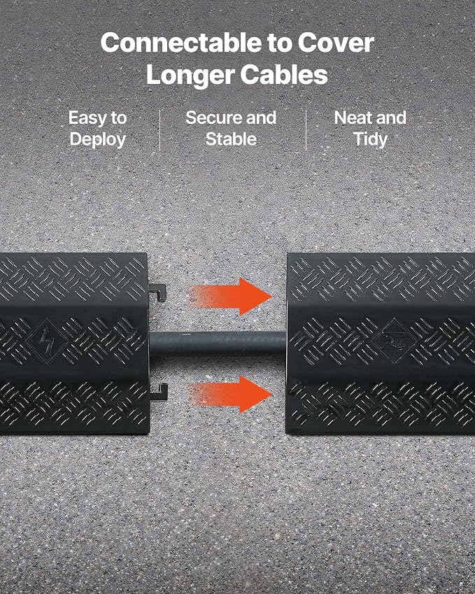 VEVOR 2 Pack Drop Over Cable Cover, 2 Channel Heavy Duty Cable Hose Protector - Image 6