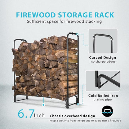 VIVOHOME 4ft Heavy Duty Indoor Outdoor Firewood Storage Log Rack and Cover - Image 2
