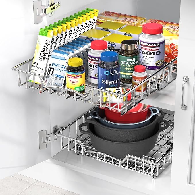 Simple Houseware Under Cabinet Pull Out Sliding Shelf Drawer, 21Dx14W | - Image 5
