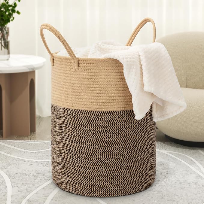 58L Cotton Rope Laundry Basket, Woven Basket by Eblog