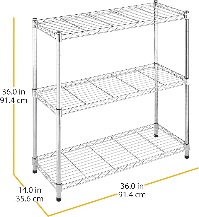 Whitmor 3 Tier Shelving Unit, Metal Storage Shelves, 400 lbs Capacity per Shelf - Image 3