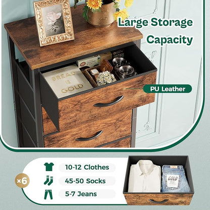 Huuger 43.3 Inch Tall Dresse for Bedroom, 6 Drawer Dresser & Chests of Drawers - Image 7