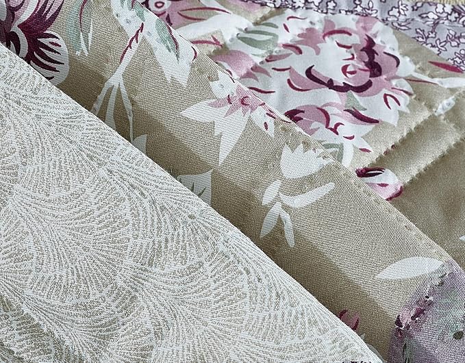 Brilliant Sunshine Lilac Rose Patchwork Couch Armrest 5 Pockets Organizer - Image 6