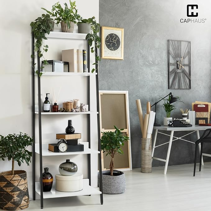 CAPHAUS 5 Tier Ladder Bookshelf, 24 Inch Width Free Standing Shelf, Bookcase - Image 4