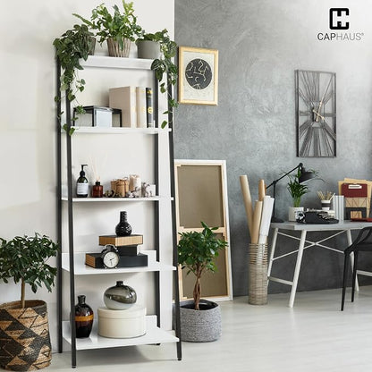 CAPHAUS 5 Tier Ladder Bookshelf, 24 Inch Width Free Standing Shelf, Bookcase - Image 4