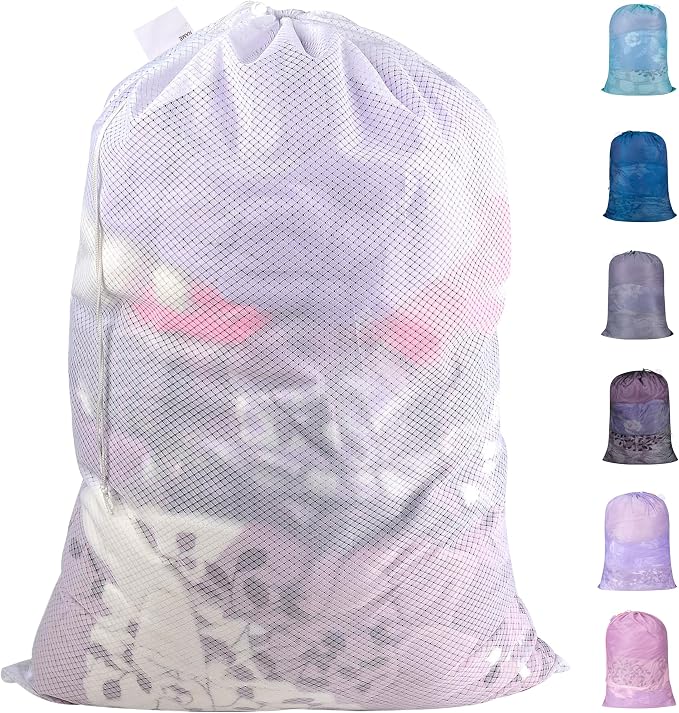 Polecasa Heavy Duty Diamond Mesh Laundry Bag, Machine Washable, Commercial Grade by Polecasa
