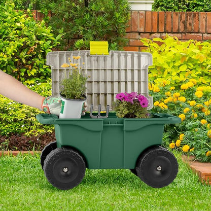 Rolling Garden Cart with Seat - Image 8