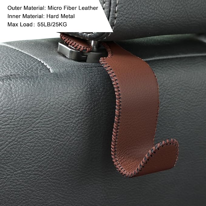 Amooca Car Seat Headrest Hook 4 Pack Metal Core Hanger Universal Car Storage - Image 5