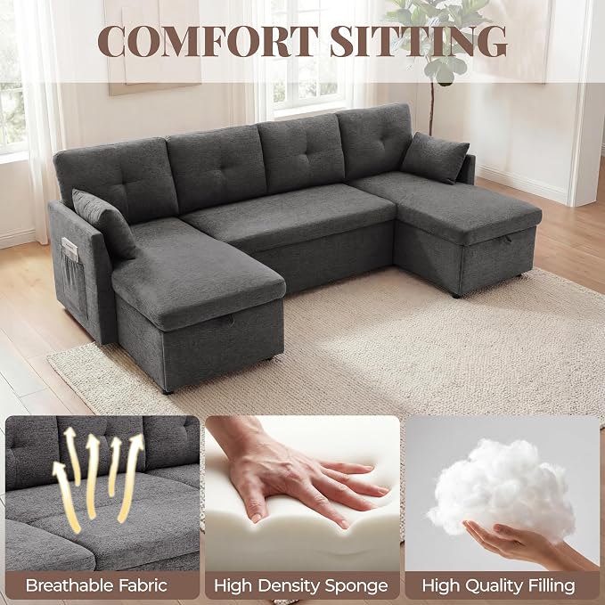 Huatean Home 100" Oversized Sleeper Sofa Couch, 2 in 1 Pullout Couch Bed - Image 6