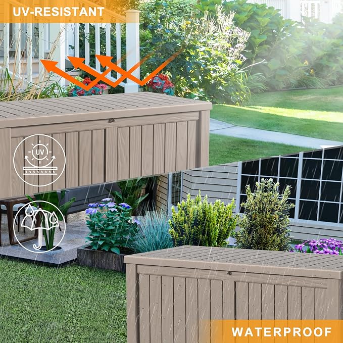 120 GallonOutdoor Storage Box, Resin Deck Boxes Waterproof, IndoorOutdoor Bin - Image 2
