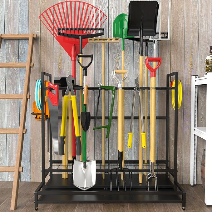 Garden Tool Organizer for Garage, Yard Tool Rack, Holds Up to 64 Long-Handled - Image 7