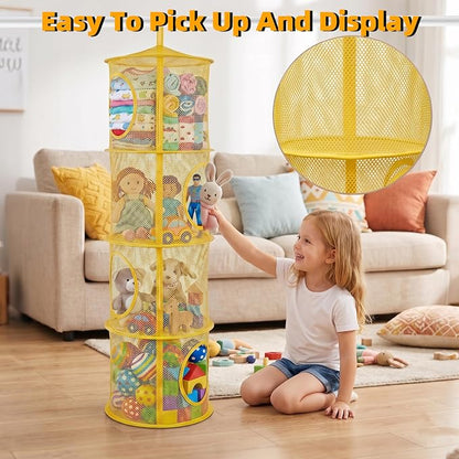 Hanging Stuffed Animal Storage Hammock Net 4 Tiers, Holds Plushies, Foldable - Image 4