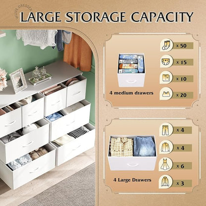 WLIVE Wide Dresser for Bedroom, 8 Drawer Chest of Drawers, Wide storage design - Image 5