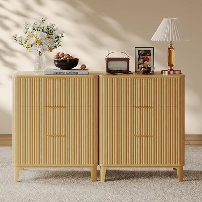 3 Drawer Fluted Dresser for Bedroom, Modern Closet Dressers Chest of Drawers - Image 9