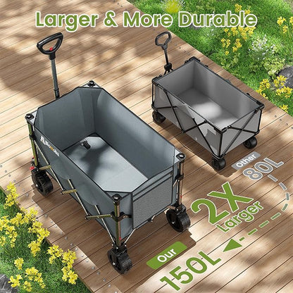 Blomoba Collapsible Wagon Cart, 150L Foldable Wagon - Image 5