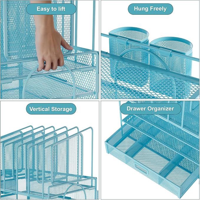 Marbrasse Desk Organizers, 4-Tier Mesh Desk File Organizer - Image 2