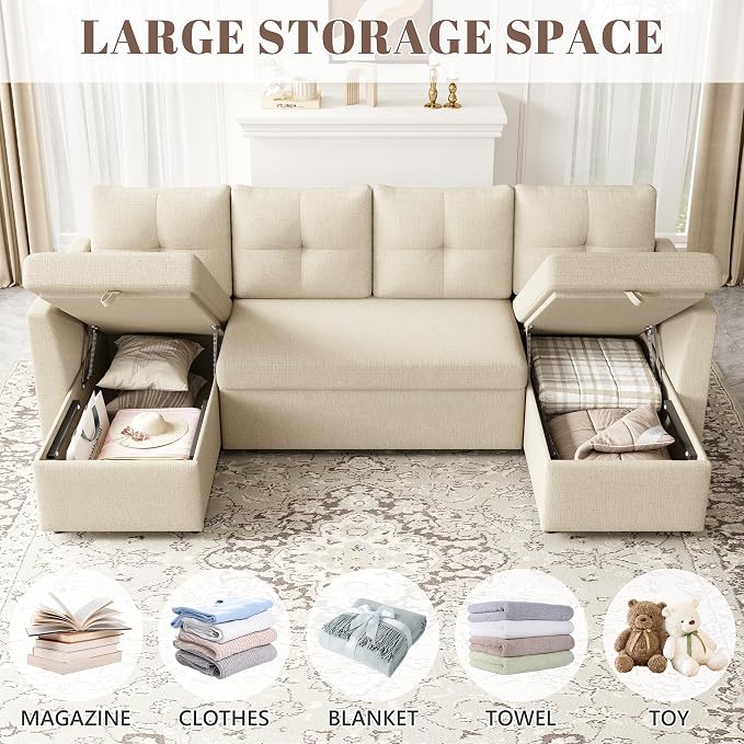 Huatean Home Oversized Sleeper Couch Sofa, Sectional Sleeper Sofa Bed - Image 5