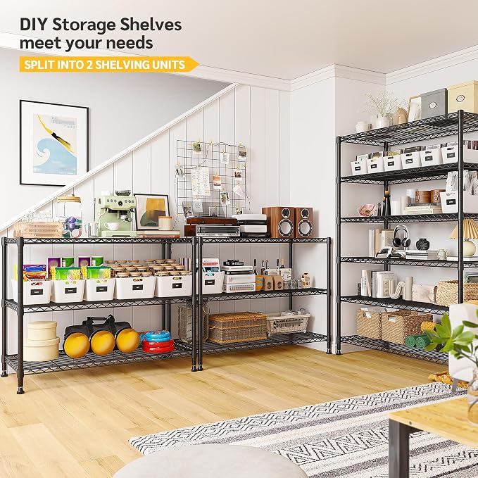 REIBII 75''H Storage Shelves Metal Shelving Unit, 6 Tier Wire Shelving - Image 4