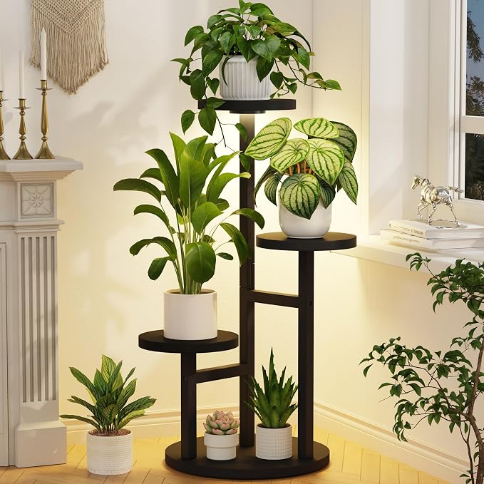 LASZOLA 3 Tiered Wood Plant Stand Indoor Corner by LASZOLA