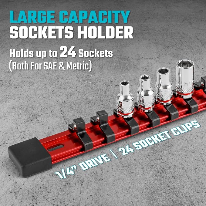 DURATECH Socket Organizer, 1/4-Inch Aluminum Alloy Socket Holder, Heavy Duty - Image 5