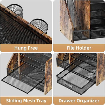 Marbrasse Desk Organizer with File Holder, 5-Tier Paper Letter Tray Organizer - Image 4
